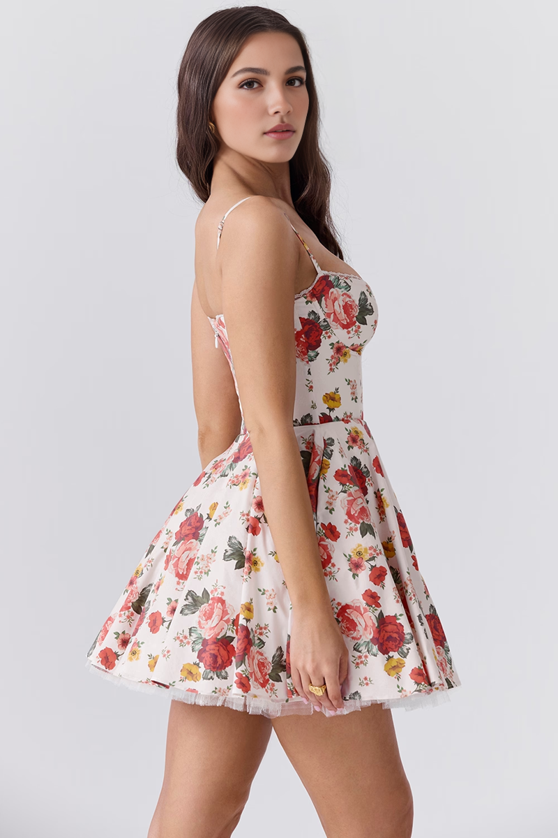 Floral Tulle A-Line Mini Dress