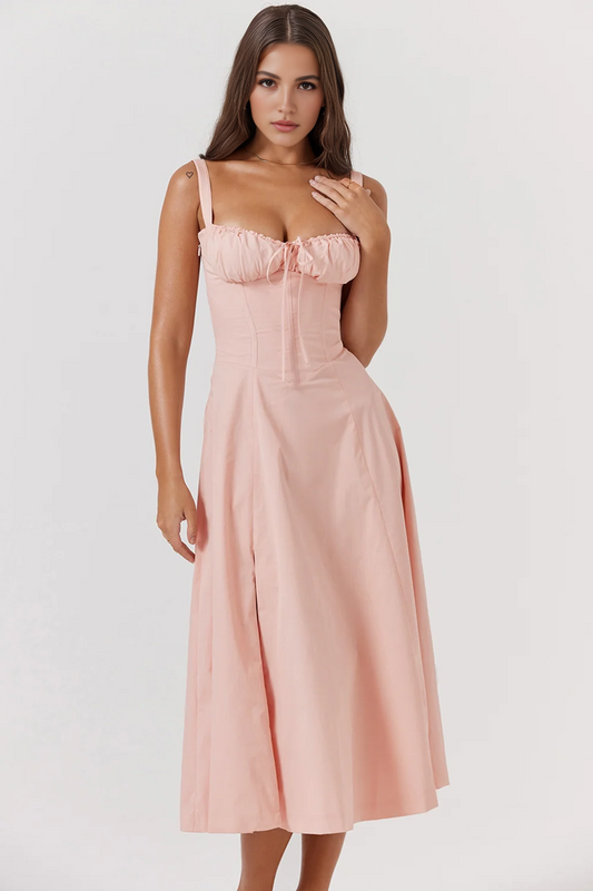 Pink A-Line Midi Dress