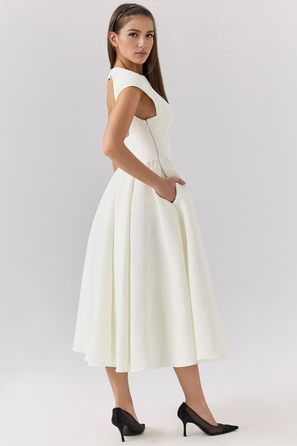 Cream Backless Midi Dress