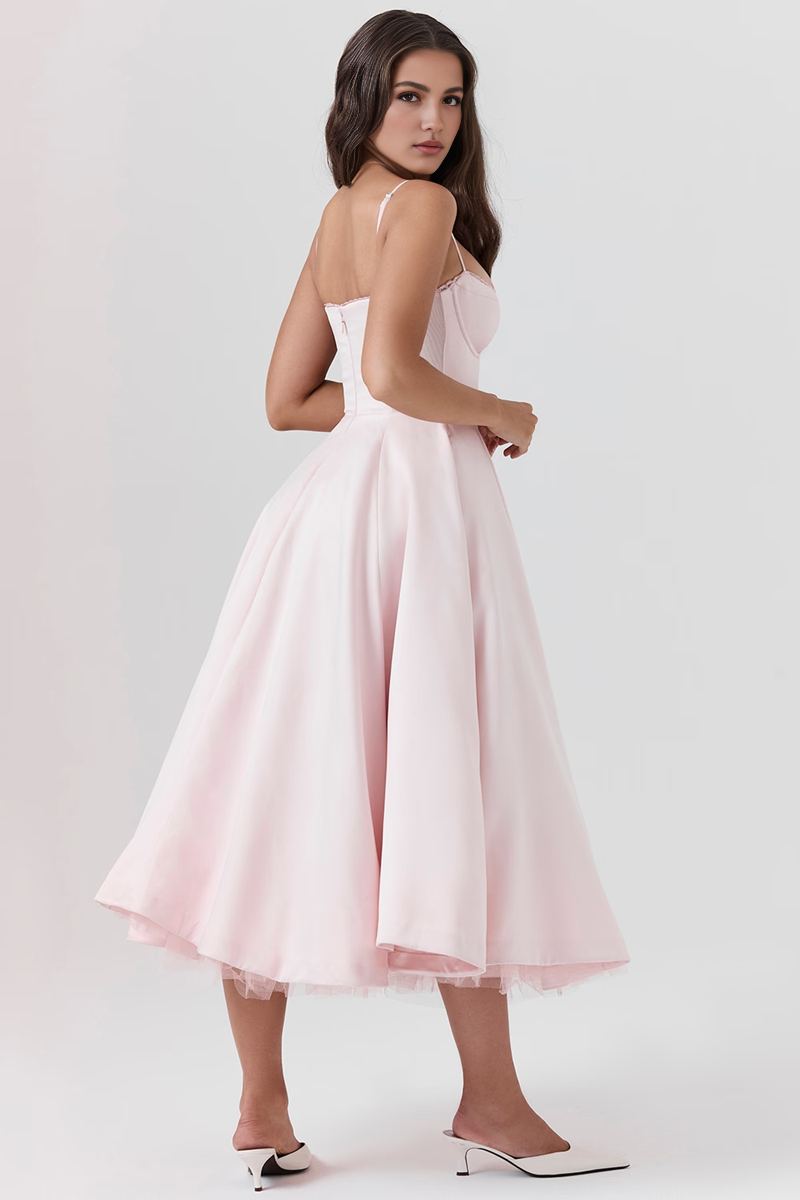 Pink Tulle Midi Dress