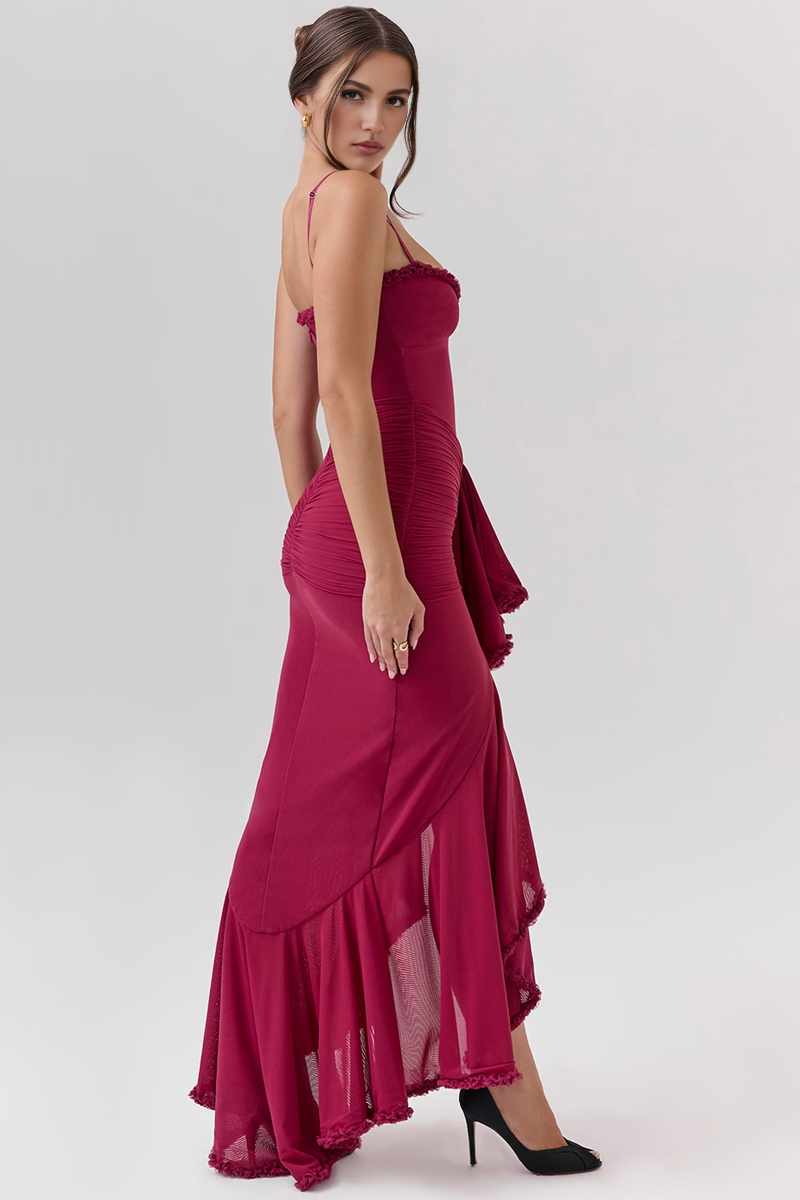 Wine Bodycon Midi Dress