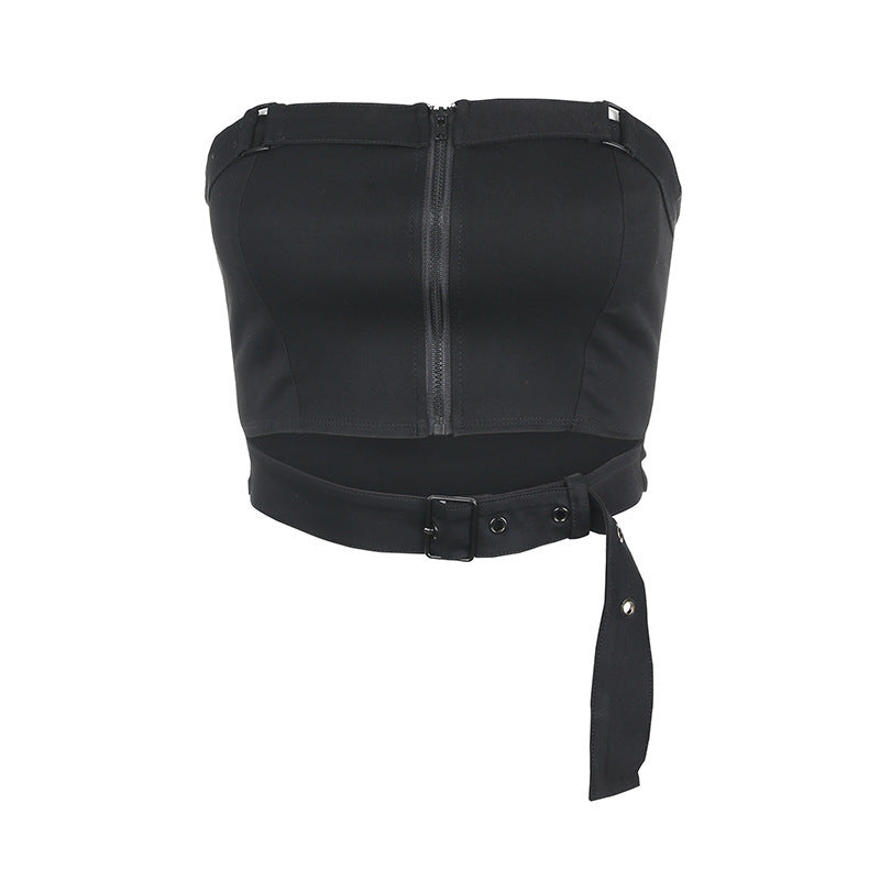 Small vest with lacing and zipper