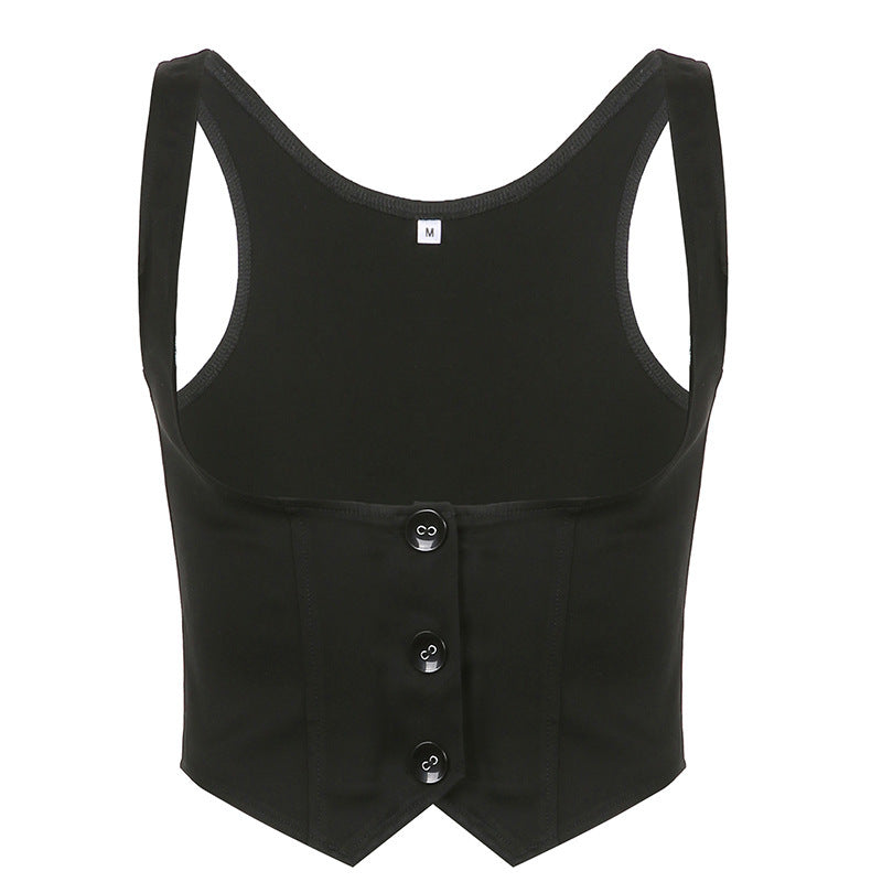 Pure Color Tight Slim Fit Vest Vest