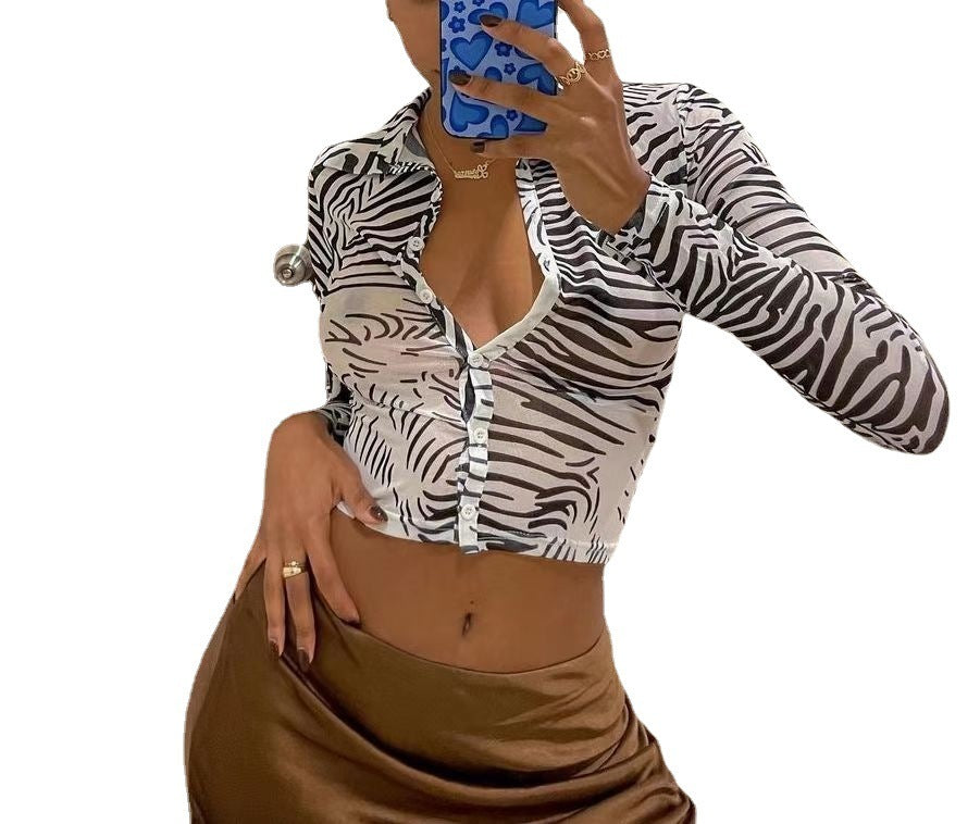 Skinny Short Perspective Long Sleeve Shirt