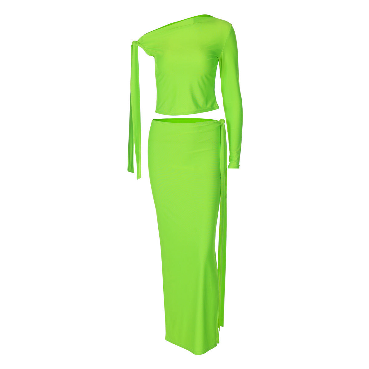 European And American Fashion Diagonal Collar Ribbon Skirt Two-piece Suit