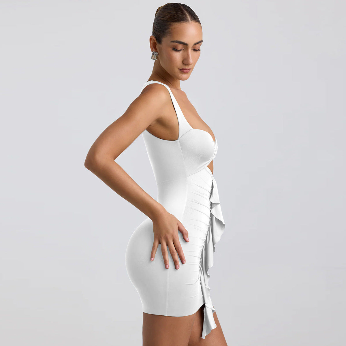 Women's Pleated Ribbon Dress Slim Fit
