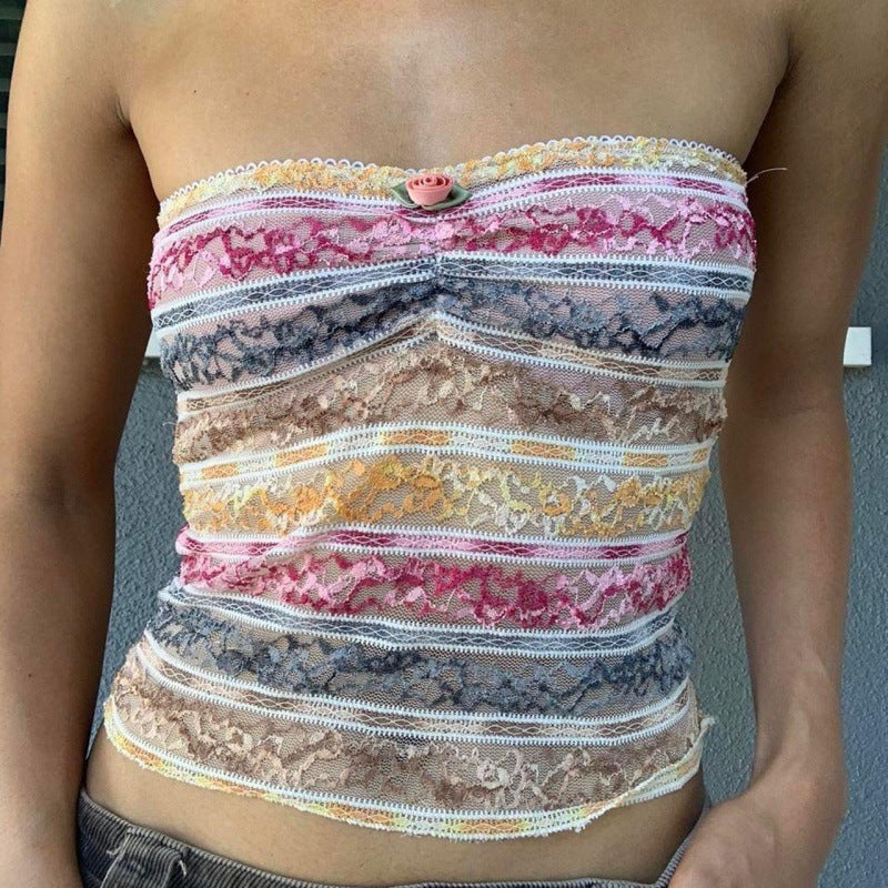 Strapless Non-slip Base Tube Top Sexy One-word Bimei Wrapped Chest Traceless Lace