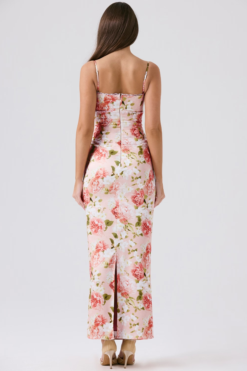Peony Floral Bodycon Maxi Dress