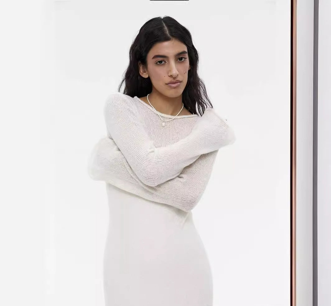 Knitted Hollow-out Dress For Vest Skirt Set Women