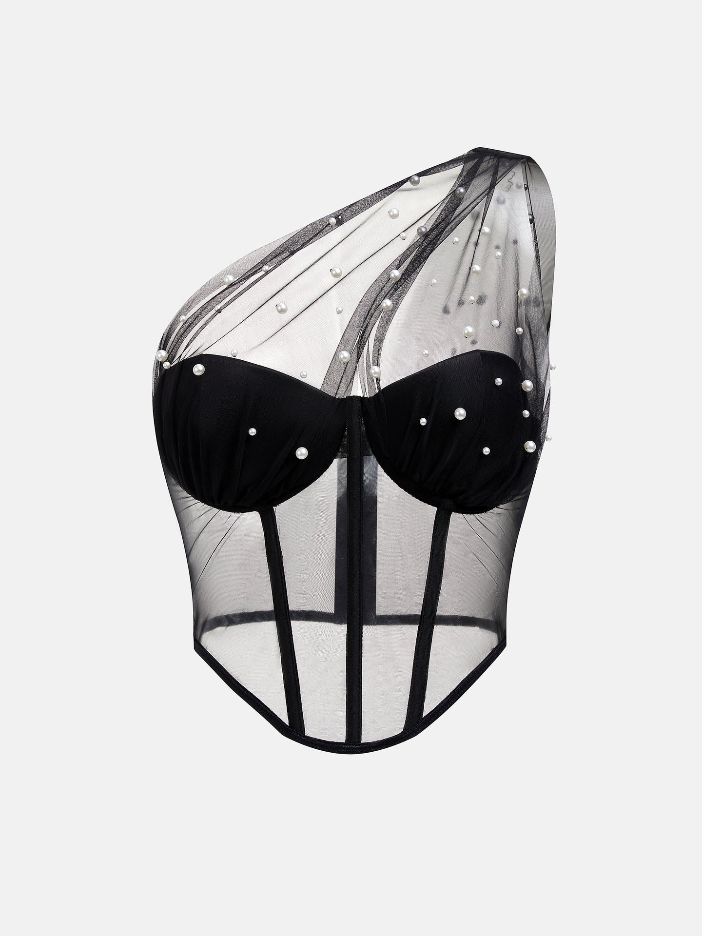 See-through Mesh Chest-wrapped Underwire Fishbone Vest