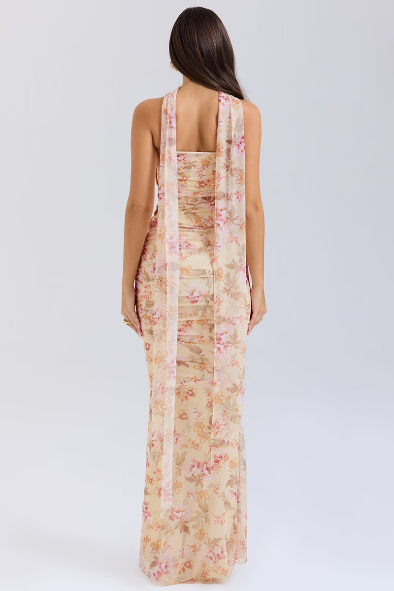 Floral Strapless Top and Maxi Skirt Set