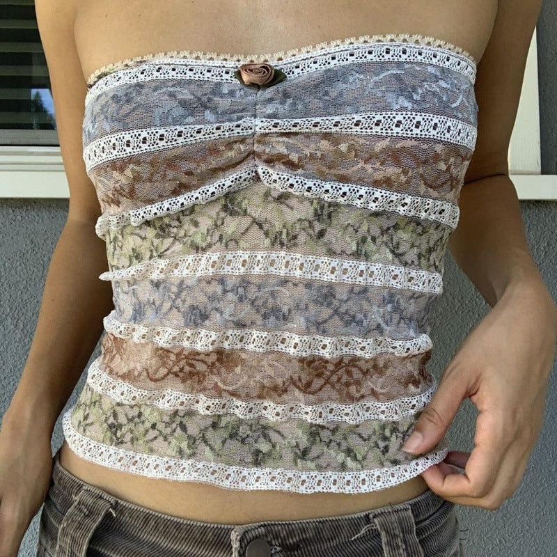 Strapless Non-slip Base Tube Top Sexy One-word Bimei Wrapped Chest Traceless Lace