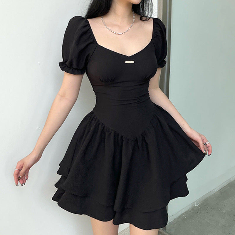 Court Retro Corset Slim Square Collar Tutu Skirt