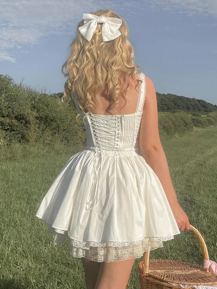 A-Line Lace-Up Mini Dress