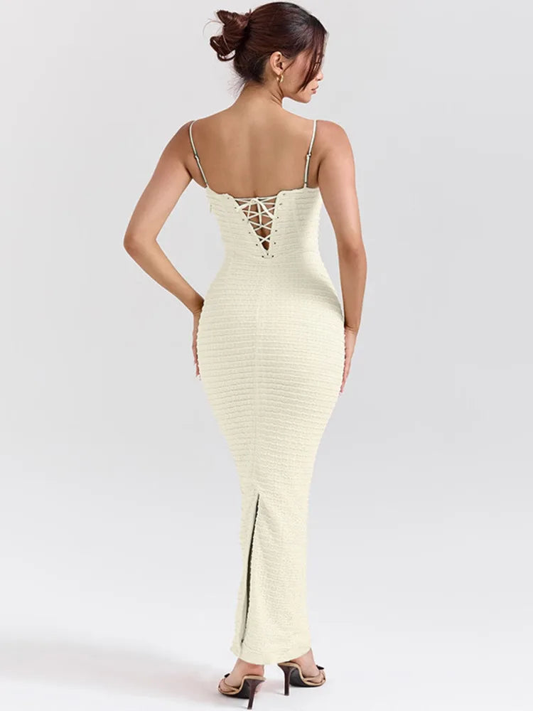 Apricot Backless Maxi Dress