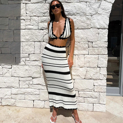 Backless Knitted Two Piece Set