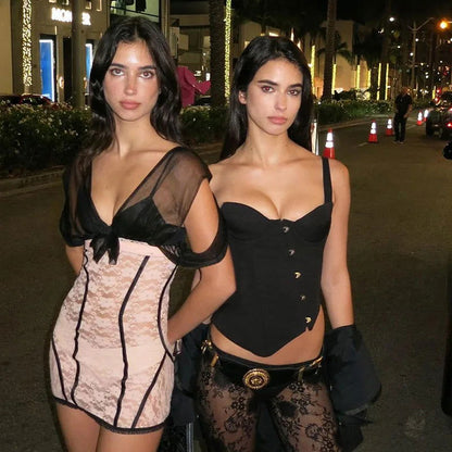 Black Asymmetric Corset Top