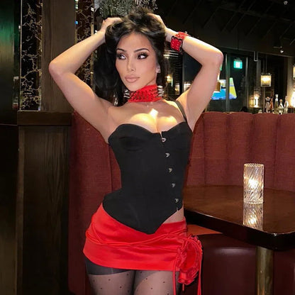 Black Asymmetric Corset Top