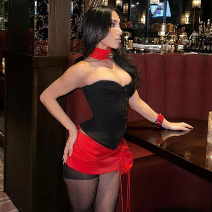 Black Asymmetric Corset Top