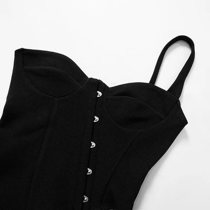 Black Asymmetric Corset Top