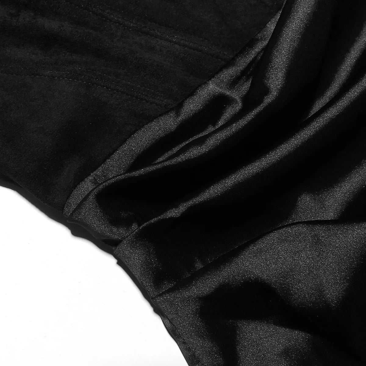 Black Corset Velvet Satin Midi Dress