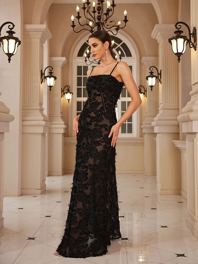 Black Floral Maxi Dress