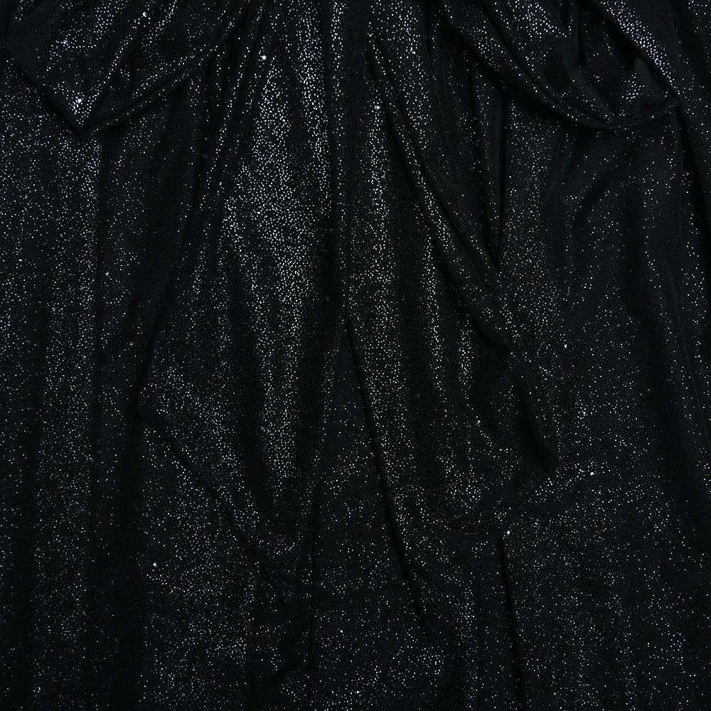 Black Glitter Silk Shiny Mini Dress