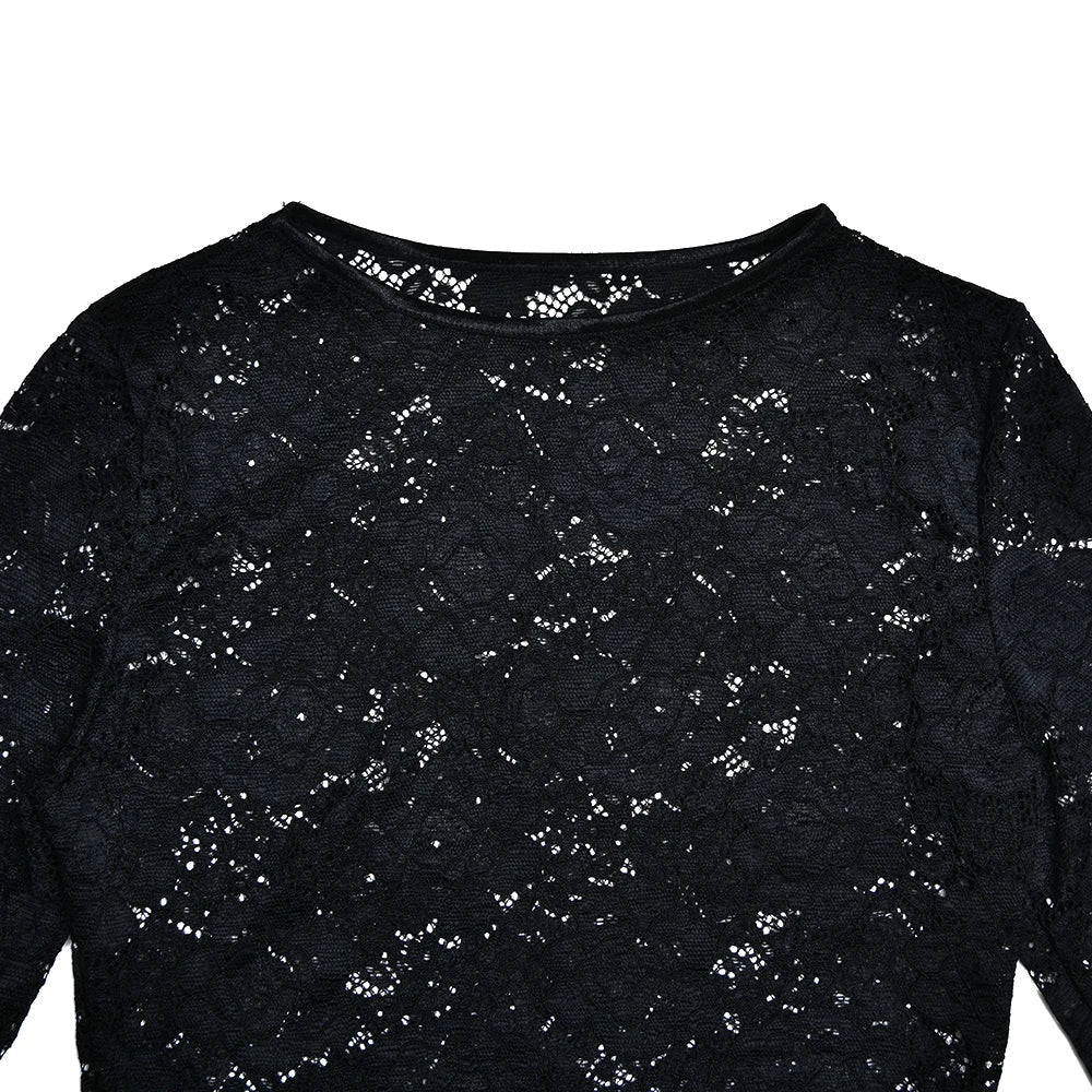 Black Lace Top and Maxi Skirt Set