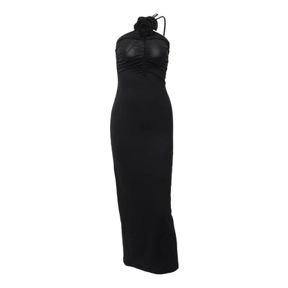 Black Sleeveless Slim Strap Dress