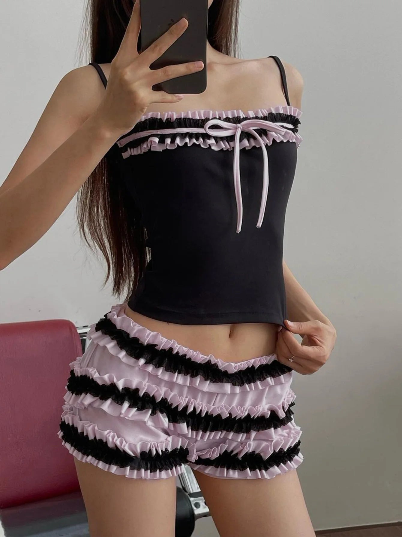 Bow Top and Shorts Two Piece Set