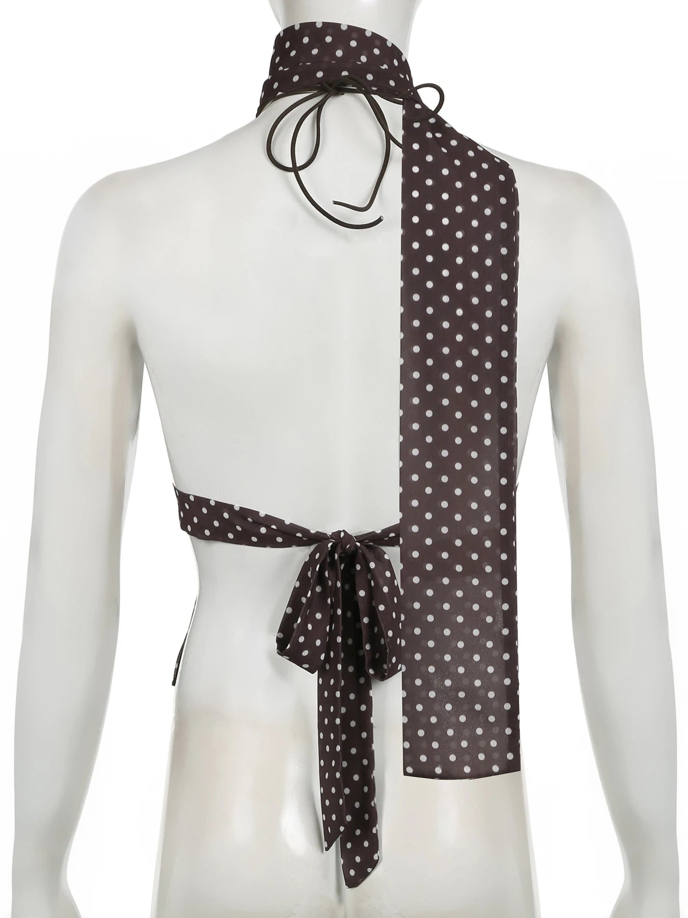 Brown Ribbon Polka Dots Top