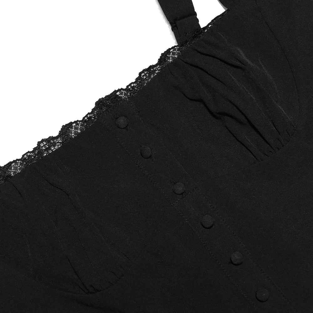 Button Lace Up Midi Dress