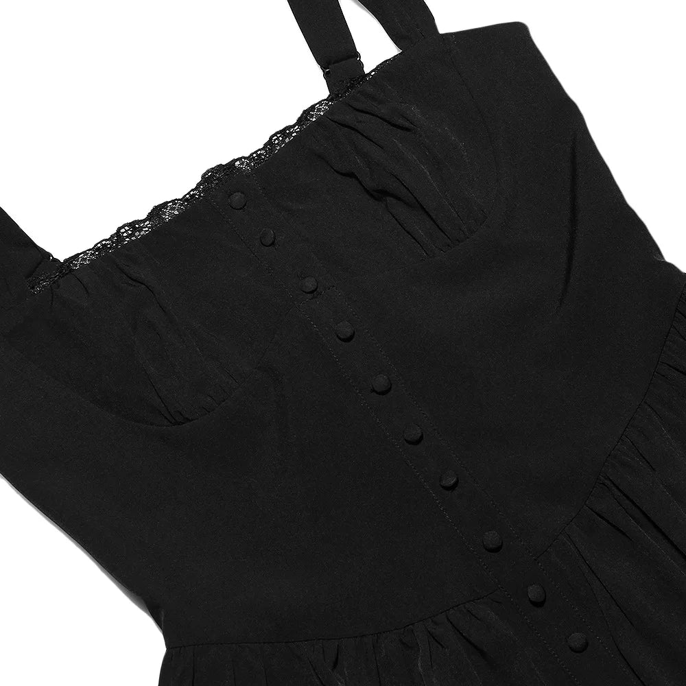 Button Lace Up Midi Dress