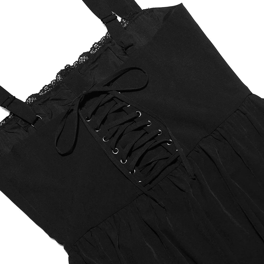 Button Lace Up Midi Dress