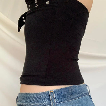 Buckle Halter Top Backless Camisole Slim