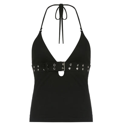 Buckle Halter Top Backless Camisole Slim