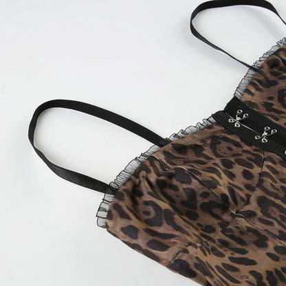 Leopard Print Sleeveless Button Camisole Top