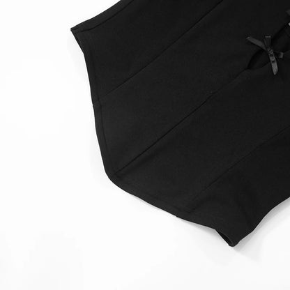 Black Bow Hollow Out Tank Top