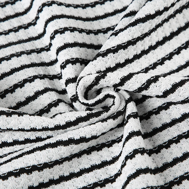 Crewneck Striped Mini Dress Flare Sleeves Comfy Pullovers