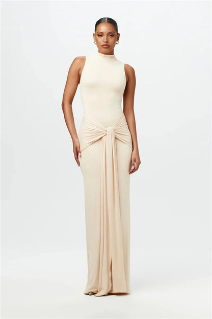 Half High Collar Ruched Bodycon Tank Dress
