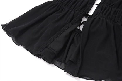 Black Backless Mesh Sleveless Halter Tank Top