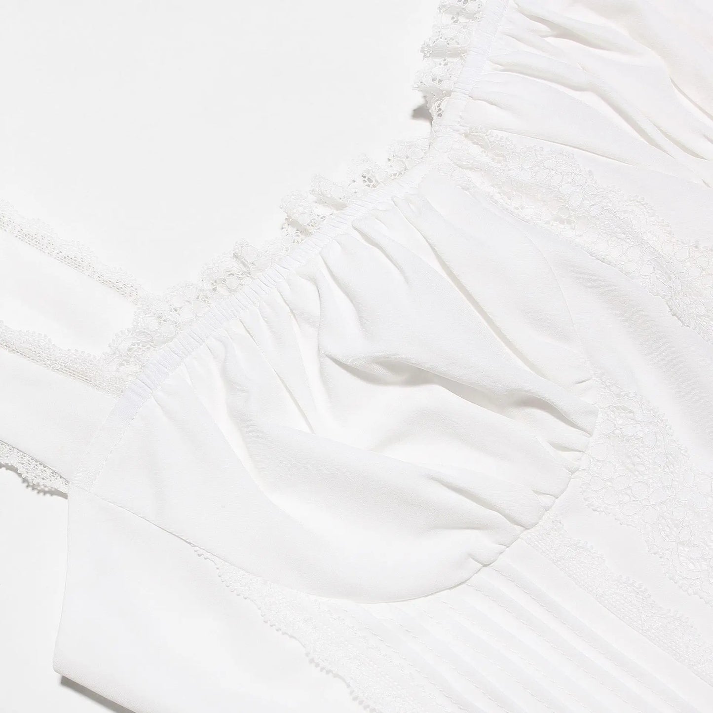 White Cropped Top Spaghetti Strap Lace Up Top Lovely Tanks & Camis