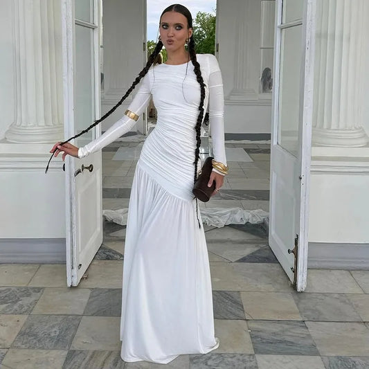 Long Sleeve Ruched Maxi Dress