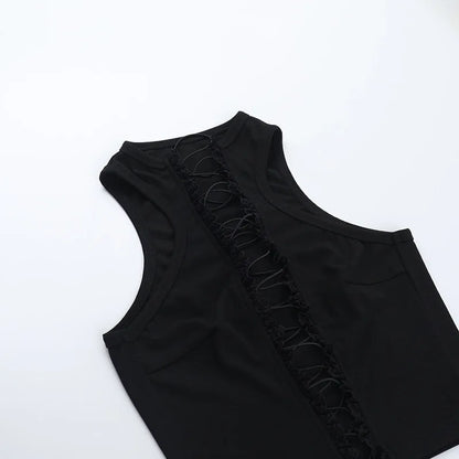 Black Hollow Out Crop Top