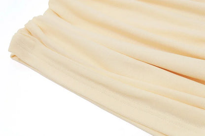 Apricot Ruched Halter Long Sleeve Shirt