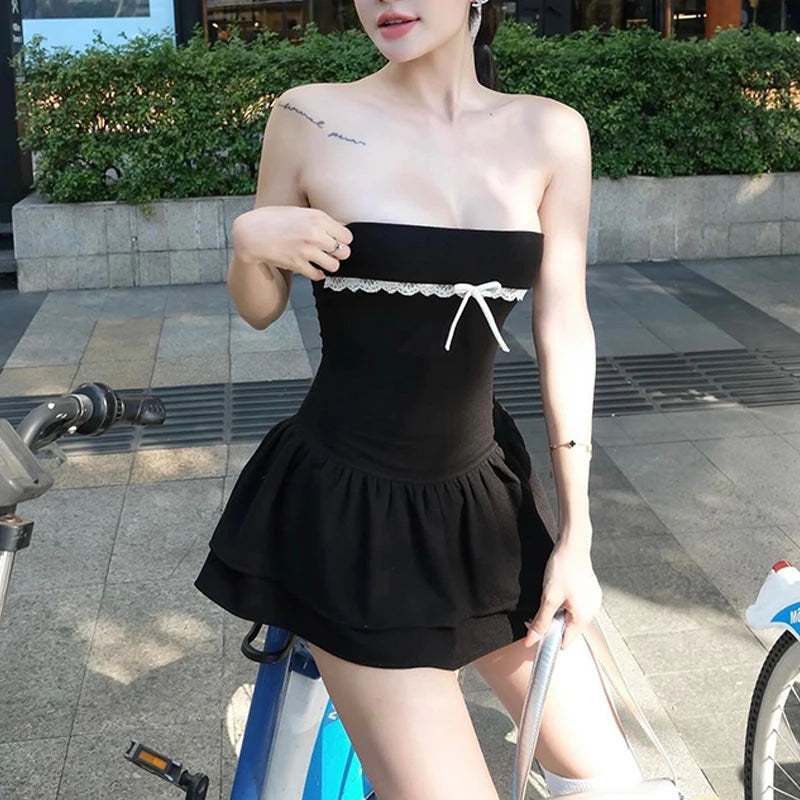 Strapless Slim Backless Ruched Mini Dress