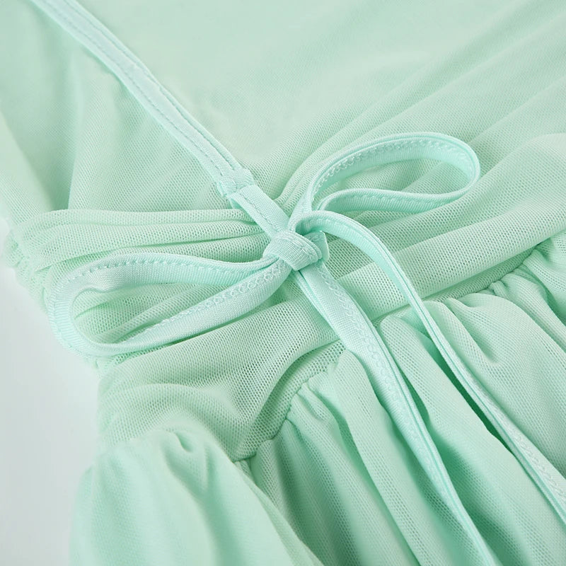 A-Line Pleated See Through Sleeveless Mini Dress