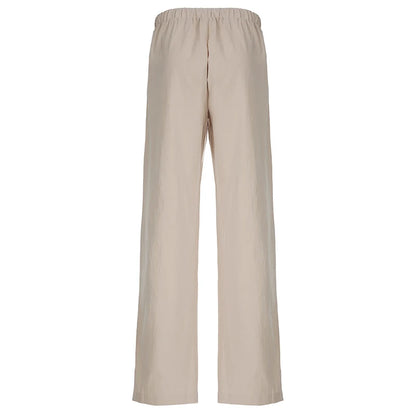 Loose Drawstring Wide Leg Trousers