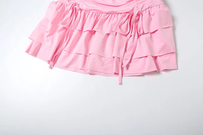 Halter Swing Collar Tank Top & Tiered Skirt Set