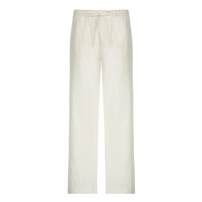 Loose Drawstring Wide Leg Trousers Beige